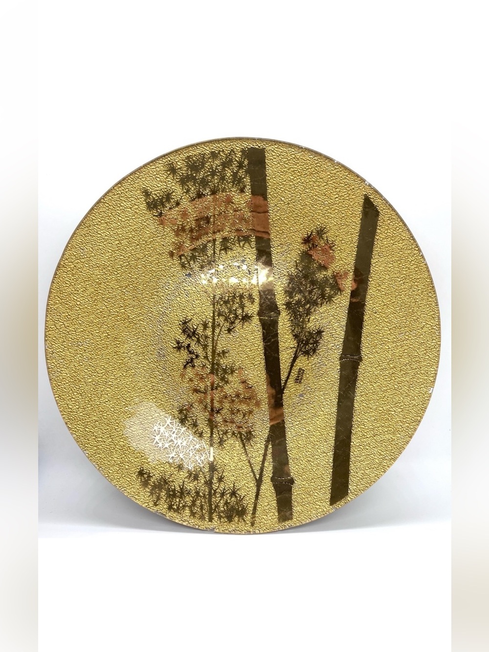 Vintage MCM Ernest Sohn Gold Bamboo Serving Plate